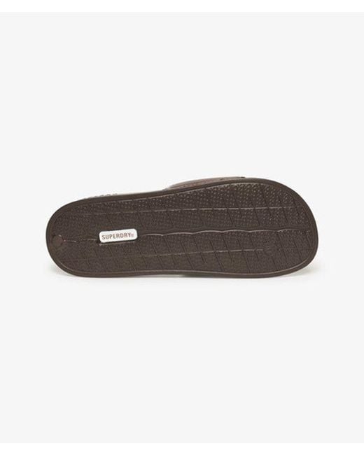 Superdry Brown & Co Embossed Logo Core Pool Sliders for men