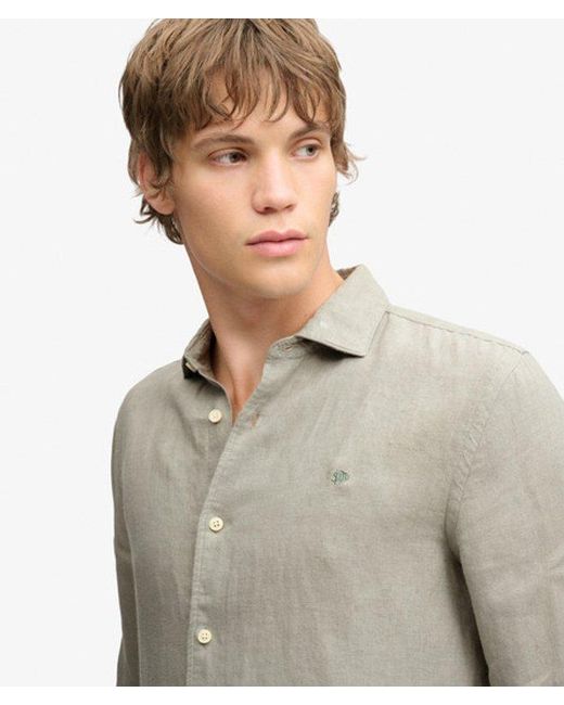 Superdry Gray & Co Riviera Long Sleeve Linen Shirt for men