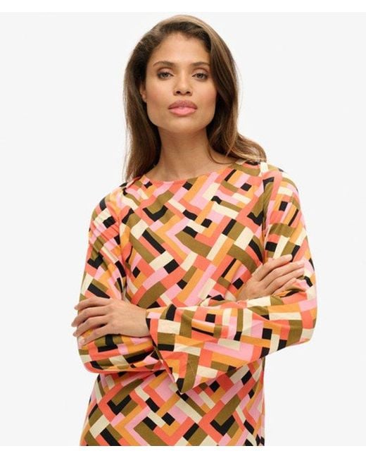 Superdry Orange & Co Retro Printed Open Back Mini Dress