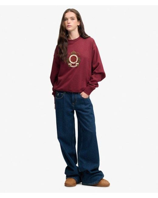 Superdry Red & Co Crest Loose Crew Sweatshirt