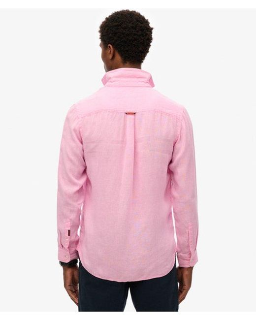 Superdry Pink & Co Vacation Long Sleeved Linen Shirt for men