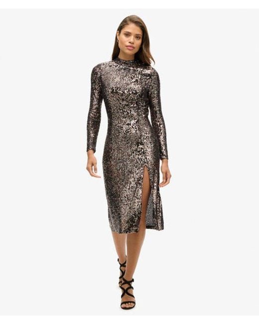 Superdry Multicolor Backless Sequin Midi Dress