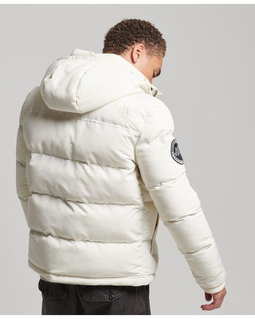 Superdry Everest Hooded Puffer Jacket Cream in Natural for Men | Lyst