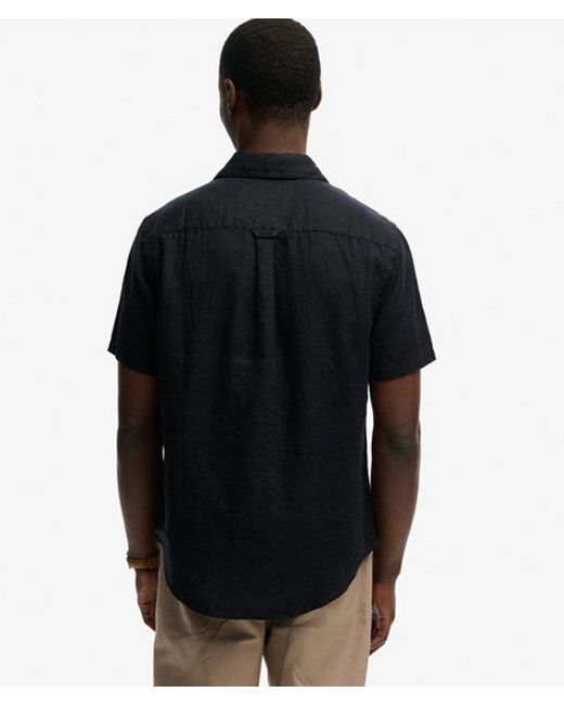 Superdry Black & Co Riviera Short Sleeve Linen Shirt for men