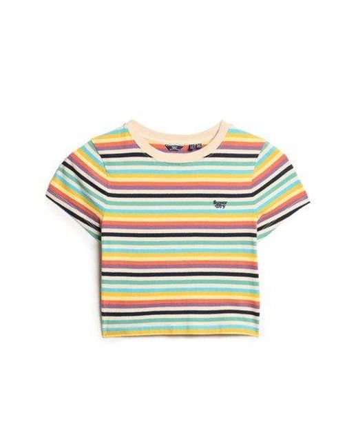 Superdry Yellow Vintage Stripe Crop T-shirt