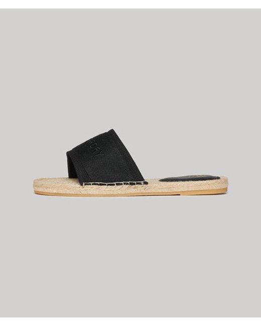 Superdry Brown & Co Canvas Espadrille Overlay Sliders