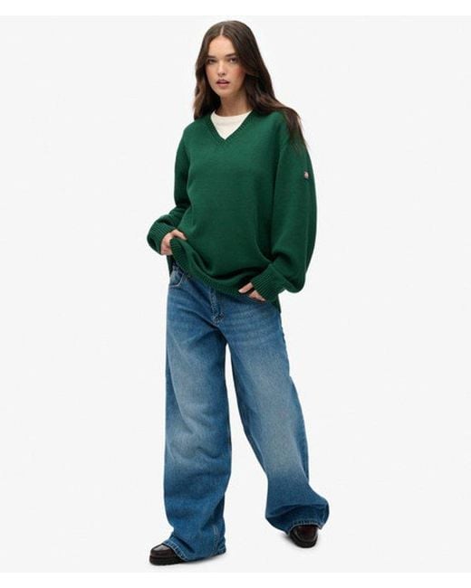 Superdry Green & Co Oversized V Neck Jumper