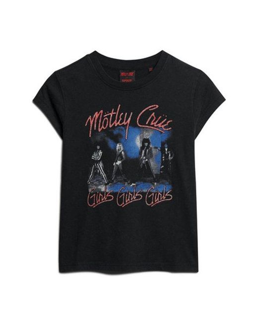 Superdry Black & Co Motley Crue X & Co Cap Sleeve T-shirt