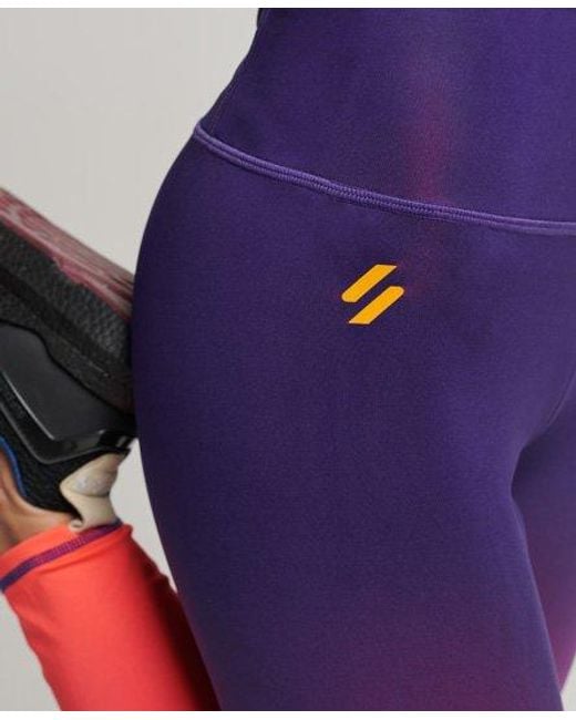 Superdry Purple Sport Training Essential Leggings Cobalt/Neon Ombre