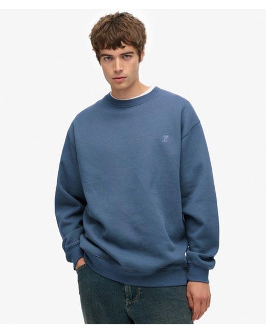 Superdry Blue Blank Oversized Crew Sweatshirt for men