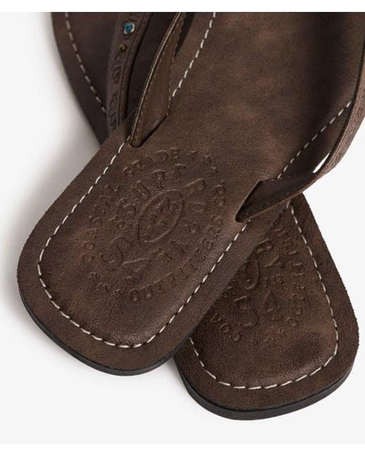 Superdry White & Co Faux Leather Embossed Flip Flops