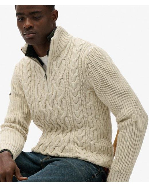 Superdry Natural & Co Jacob Cable Knit Half Zip Jumper for men