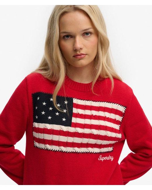 Superdry Red & Co Athletic Essentials Americana Flag Crew Knit