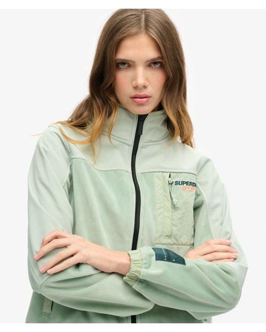 Superdry Green Ladies Classic Embroidered Hybrid Trekker Jacket