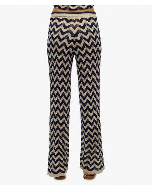 Superdry Blue & Co Zigzag Knit Wide Trousers