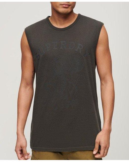 Superdry Gray Classic Graphic Print Tattoo Tank Top for men