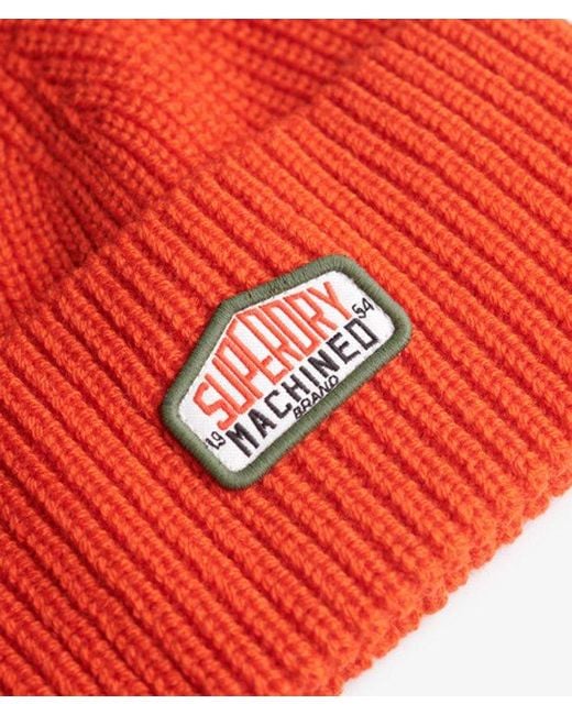 Superdry Red & Co Trucker Knitted Beanie Hat for men