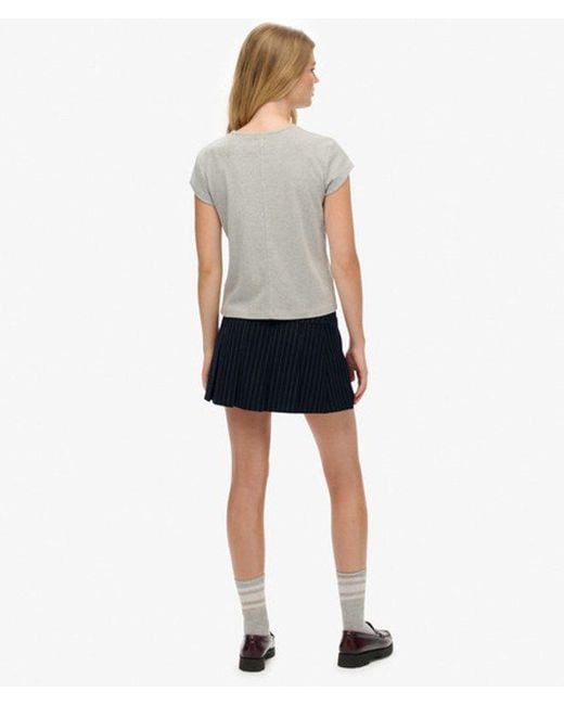 Superdry Blue & Co Pinstripe Pleat Mini Skirt