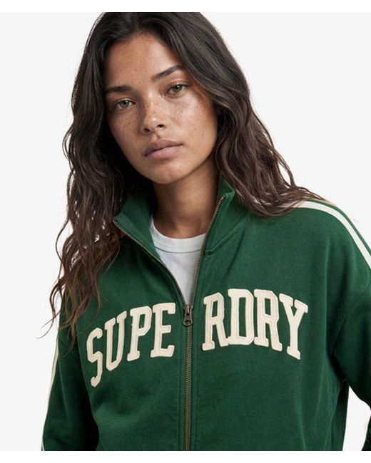 Superdry Green & Co Athletic Essentials Applique Loose Zip Track Top