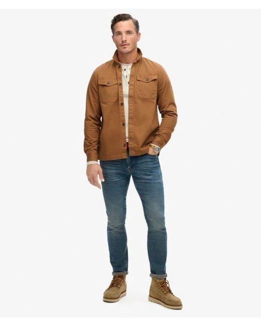 Superdry Brown The Merchant Store - Herringbone Overshirt for men