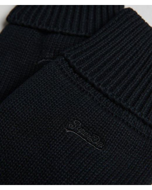 Superdry Black & Co Classic Ribbed Vintage Logo Gloves for men