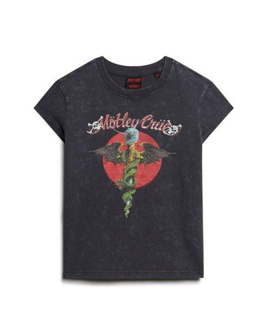 Superdry Gray & Co Motley Crue X & Co Cap Sleeve T-shirt