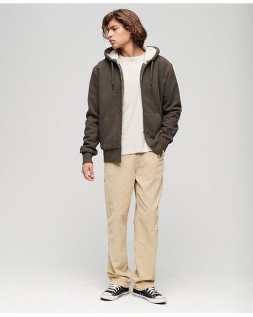Superdry Black Essential Borg Lined Zip Hoodie for men