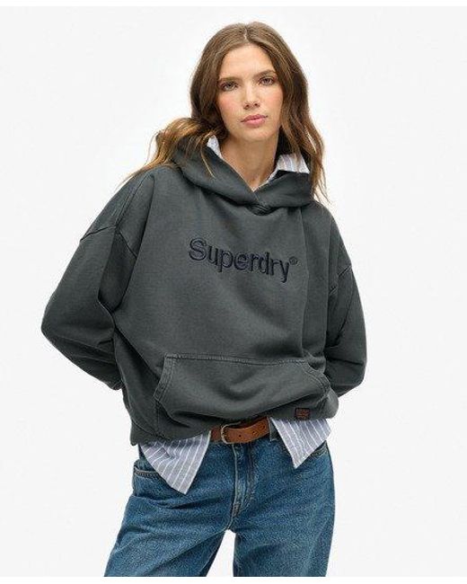Superdry Gray Embroidered Core Logo Relaxed Hoodie