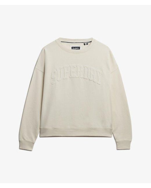 Superdry Natural & Co Athletic Essentials Tonal Applique Crew Sweatshirt