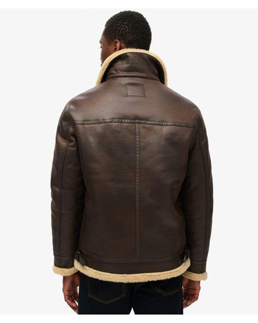 Superdry Black & Co Faux Shearling Aviator Jacket for men