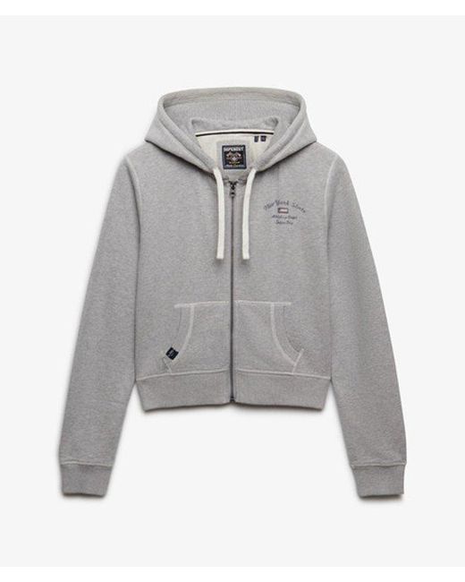 Superdry Gray & Co Athletic Essentials Cropped Zip Hoodie