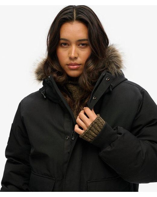 Superdry Black Classic Oversized Everest Faux Fur Bomber Jacket