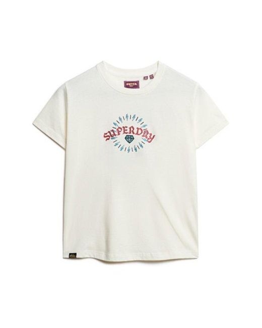 Superdry White & Co Tattoo Rhinestone Fitted T-shirt