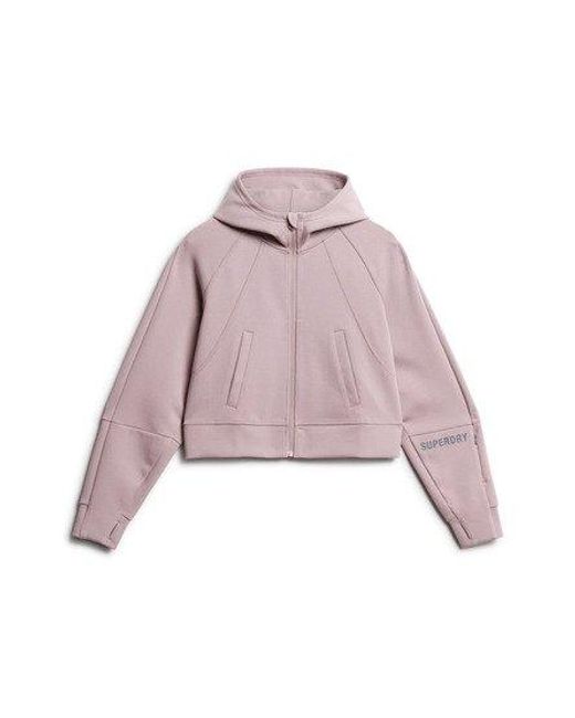 Superdry Pink Sport Tech Relaxed Zip-hoodie
