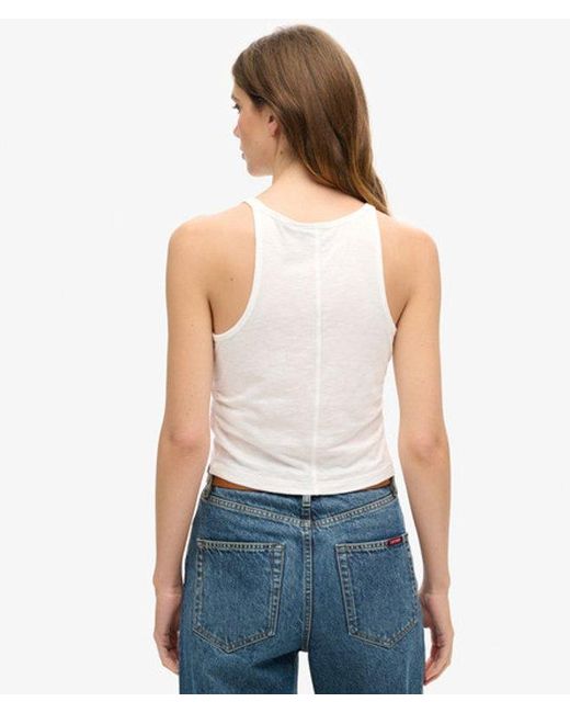 Superdry White Ladies Ruched Tank Top