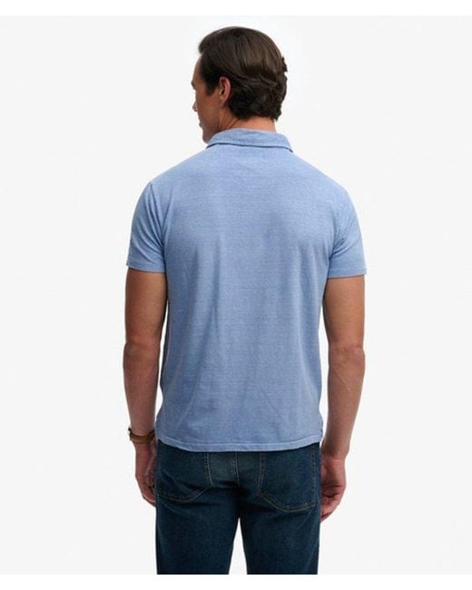 Superdry Blue & Co Classic Cotton Linen Polo Shirt for men