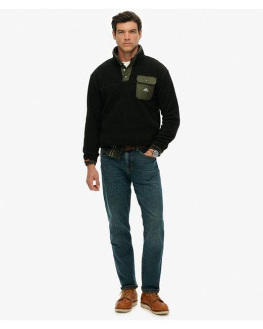 Superdry Black & Co Fuji Popper Neck Fleece for men