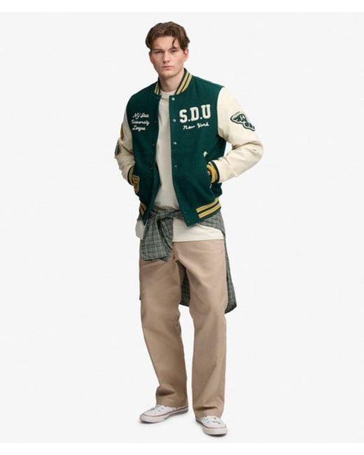 Superdry Green & Co Vintage Patched Varsity Jacket for men