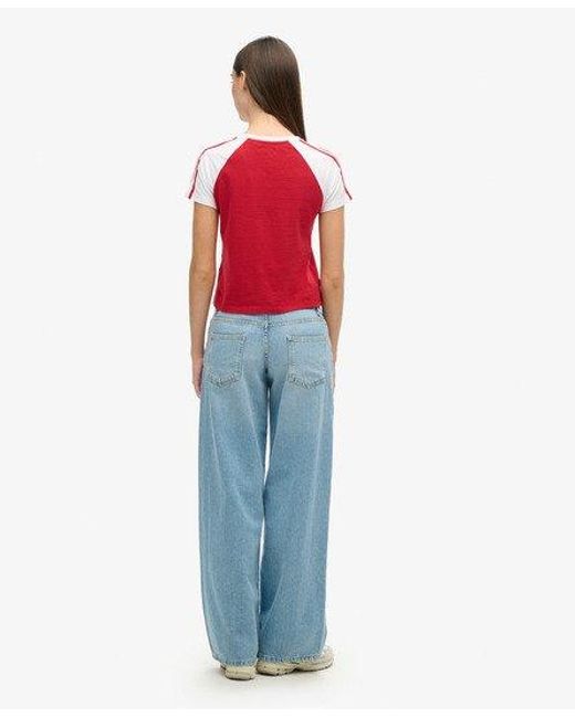 Superdry Red Cult Mid Rise baggy Jeans