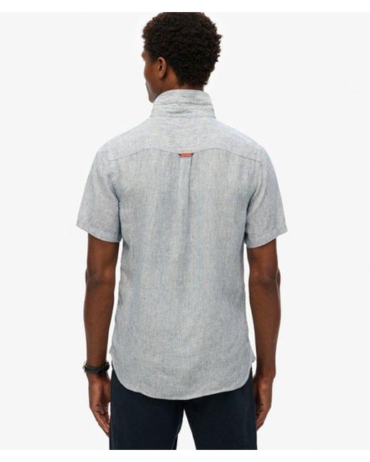 Superdry Gray & Co Embroidered Vacation Linen Shirt for men