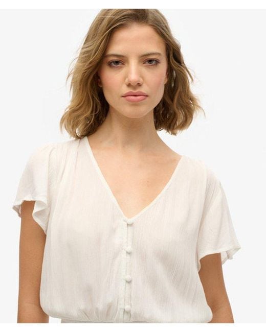 Superdry White Short Sleeve Playsuit