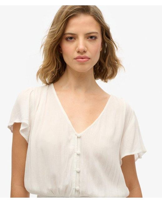 Superdry White Short Sleeve Printed Playsuit