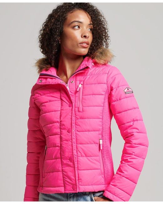 Superdry Fuji Slim Double Zip Hooded Jacket Pink
