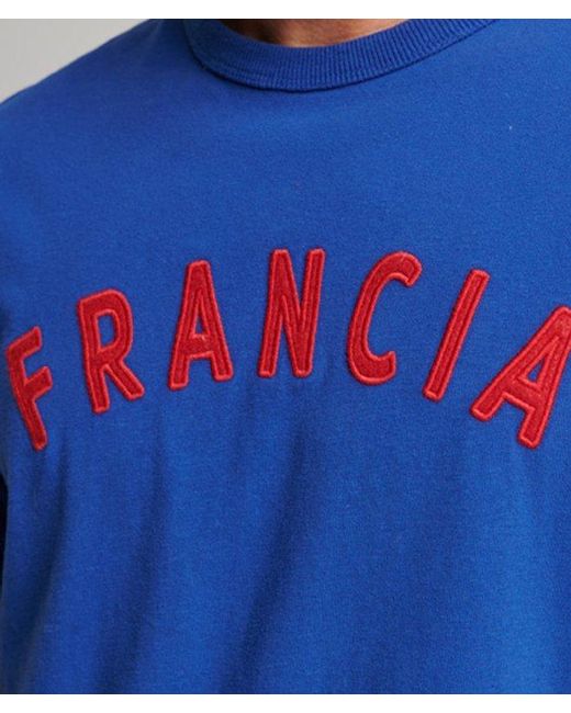 Superdry Blue & Co Ringspun Football France Matchday T-shirt for men