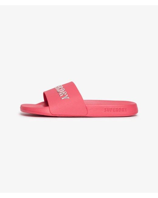 Superdry Pink Code Logo Pool Sliders