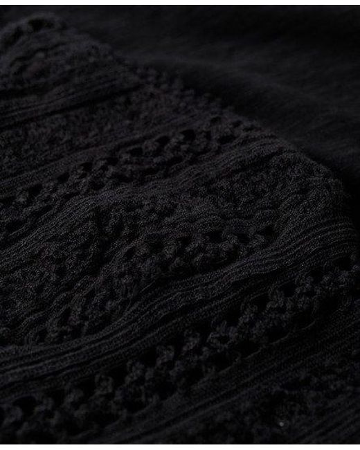 Superdry Black Jersey Lace Mini Dress