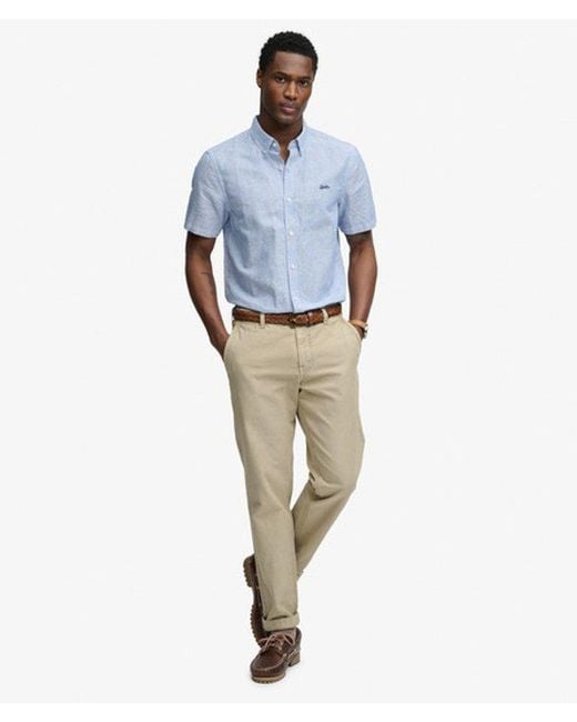 Superdry Blue & Co Cotton Linen Short Sleeve Shirt for men