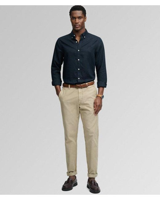 Superdry Blue & Co Cotton Linen Long Sleeve Shirt for men