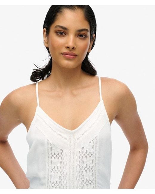 Superdry White Lace Detail Ibiza Cami Maxi Dress