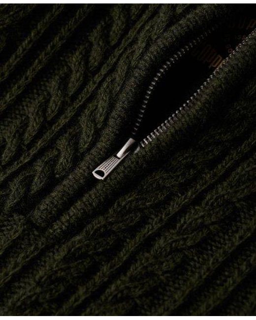 Superdry Black Vintage Jacob Cable Knit Half Zip Jumper for men